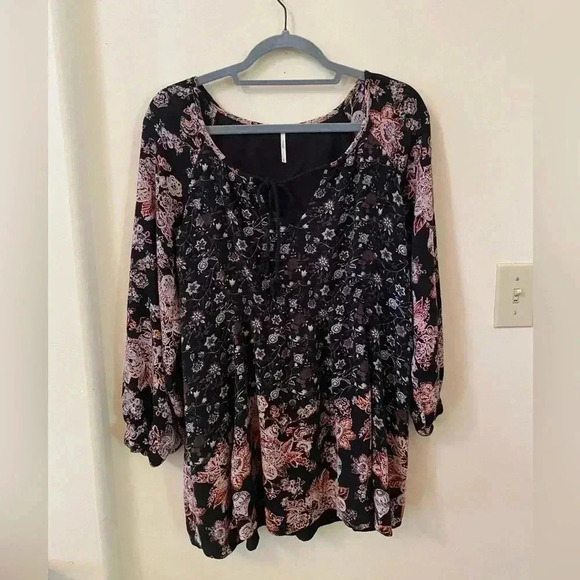 FREE PEOPLE LUCKY LOOSEY TUNIC LONG SLEEVE TOP DRESS SIZE M - Picture 4 of 5